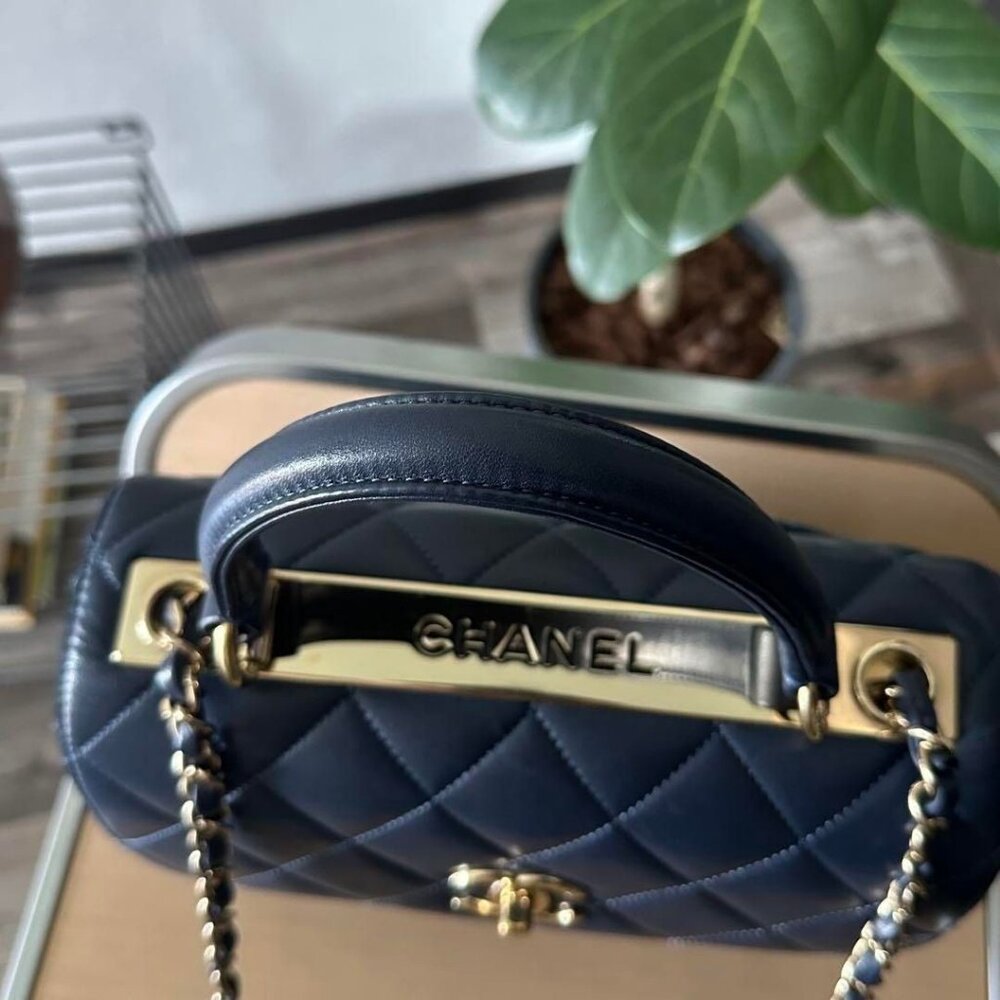 Authentic CHANEL Trendy Lambskin Quilted Small CC Dual Handle Flap Bag - Picture 7 of 12